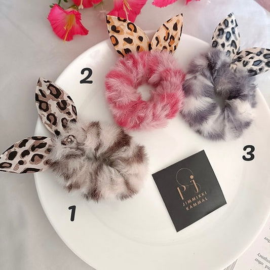 Animal Print Fur Rubber Band