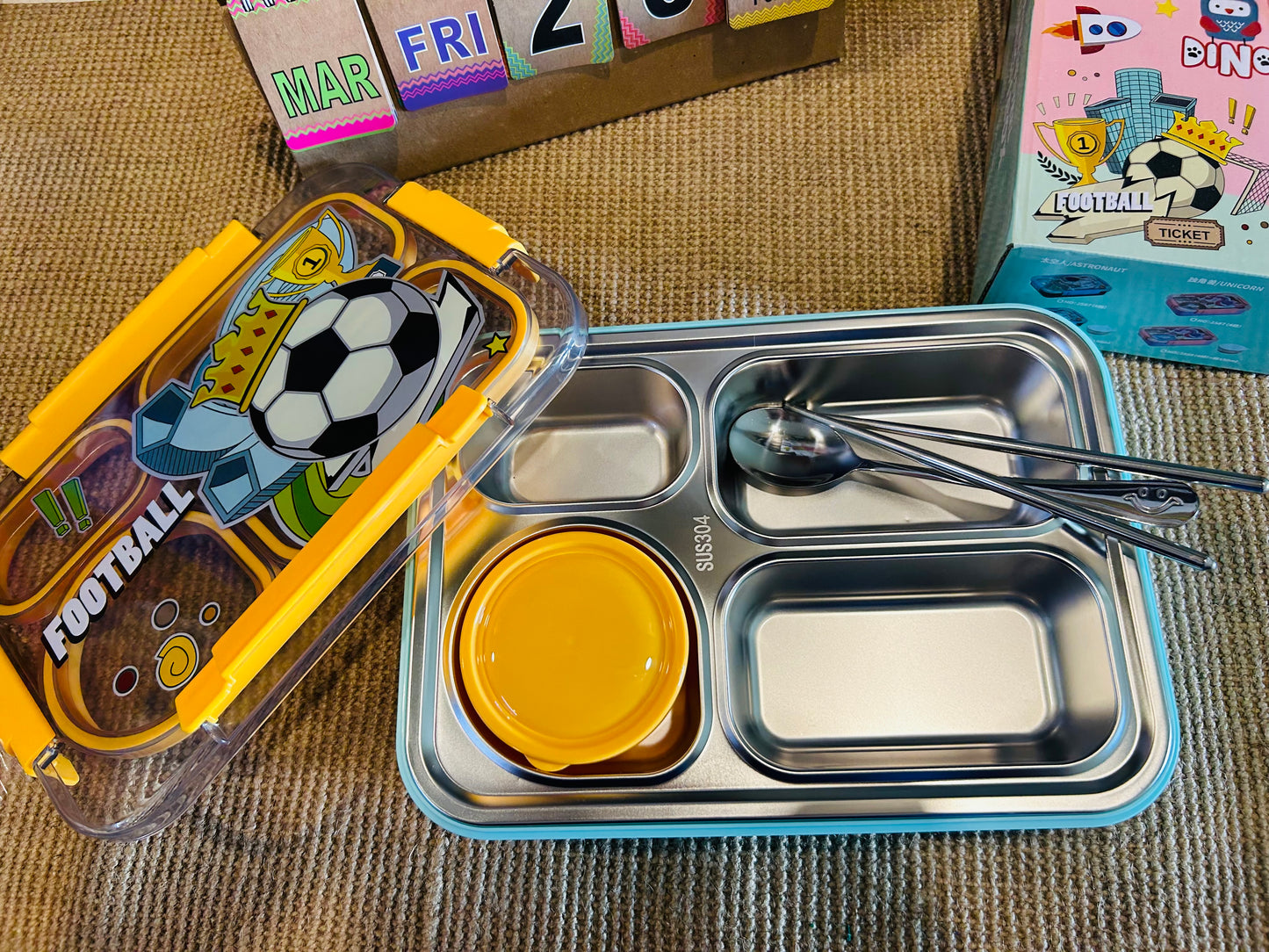 100% Leakproof and Spillproof Football Tiffin Box - 900+150ml