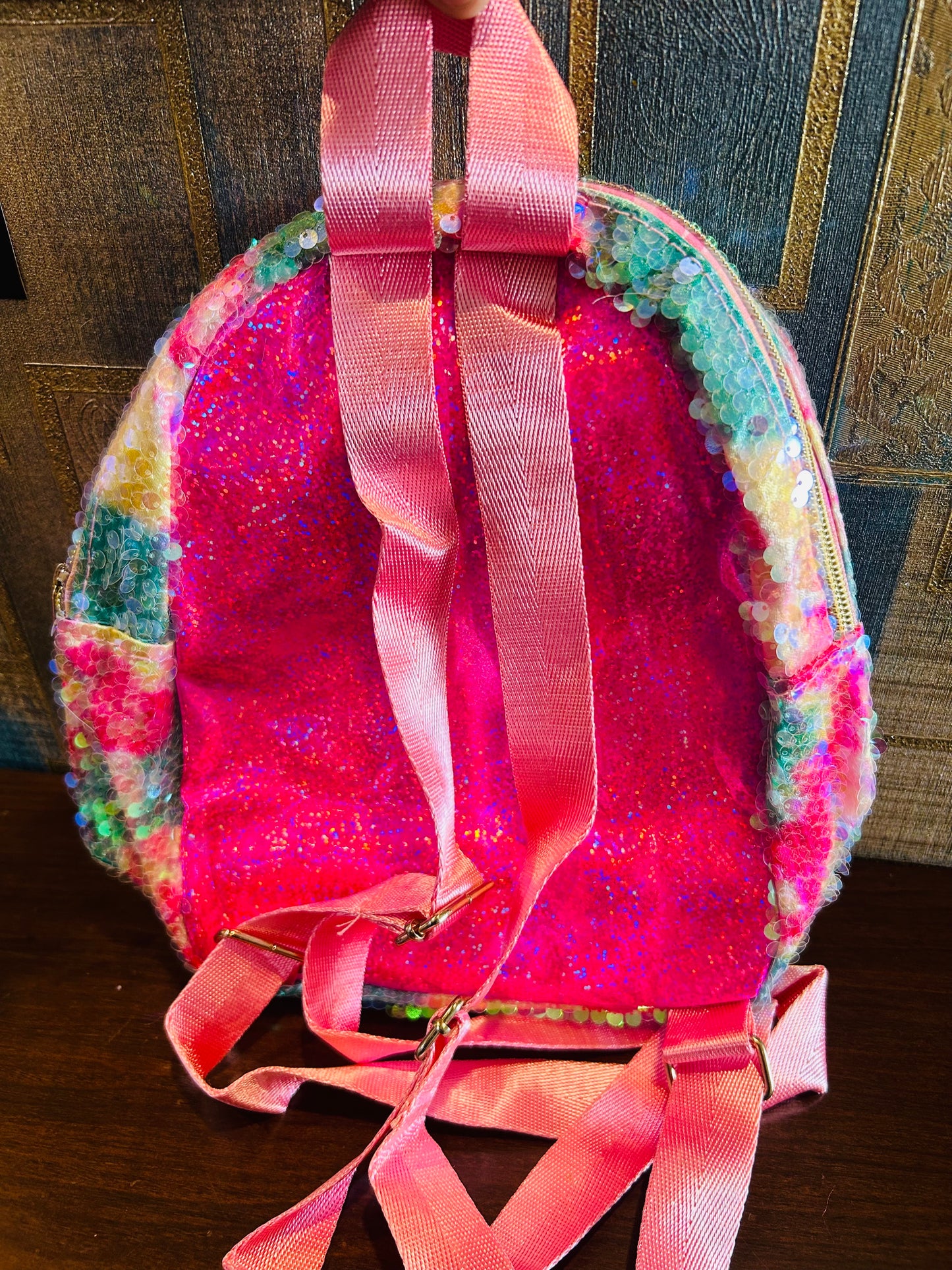 Sequin Fur Backpack