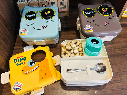 100% Stainless Steel and Leakproof Animal Tiffin Box(1120ml+70ml)