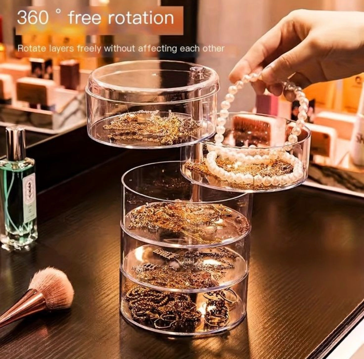 4 compartment 360 Degree Revolving Jewellery Organiser