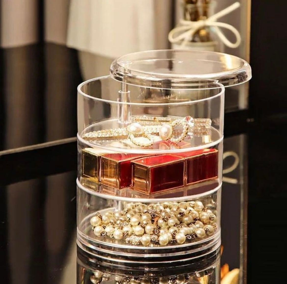 4 compartment 360 Degree Revolving Jewellery Organiser