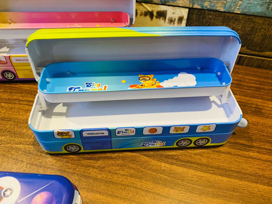 Drawstring Moving Double Decker Pencil Box