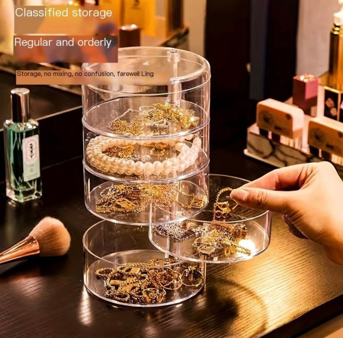 4 compartment 360 Degree Revolving Jewellery Organiser