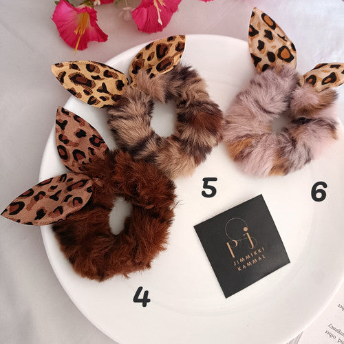 Animal Print Fur Rubber Band