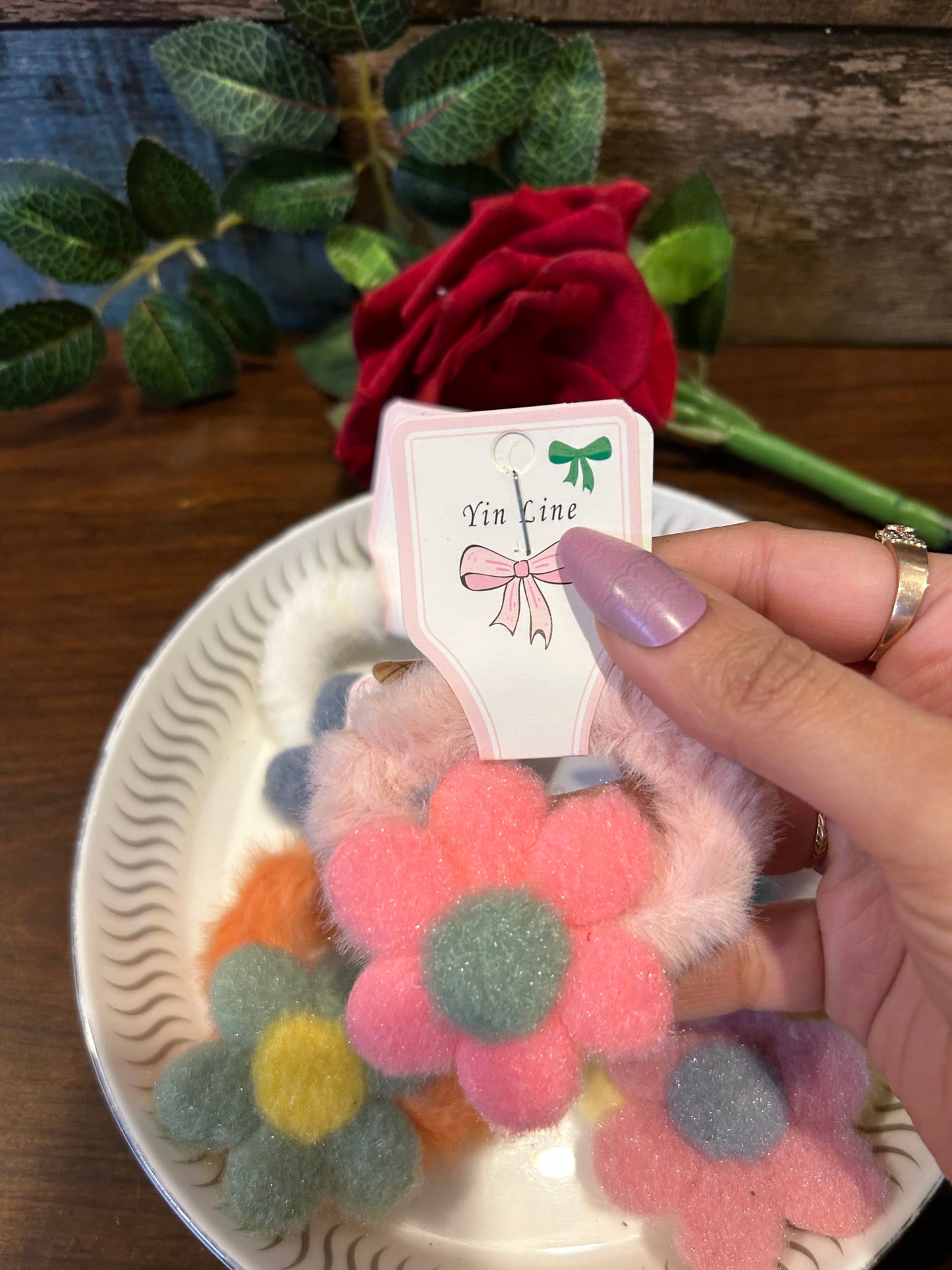 Flower Fur Rubber Band