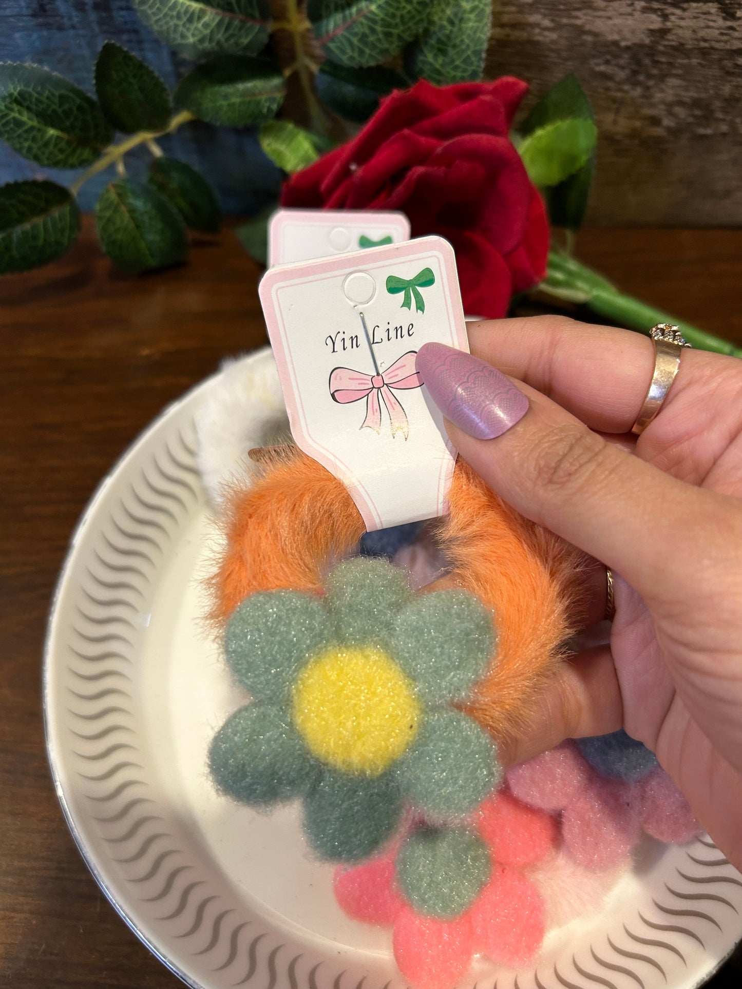 Flower Fur Rubber Band