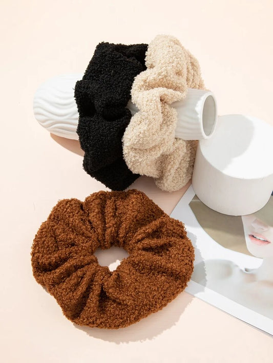 Teddy Towel Scrunchies - Pack of 2