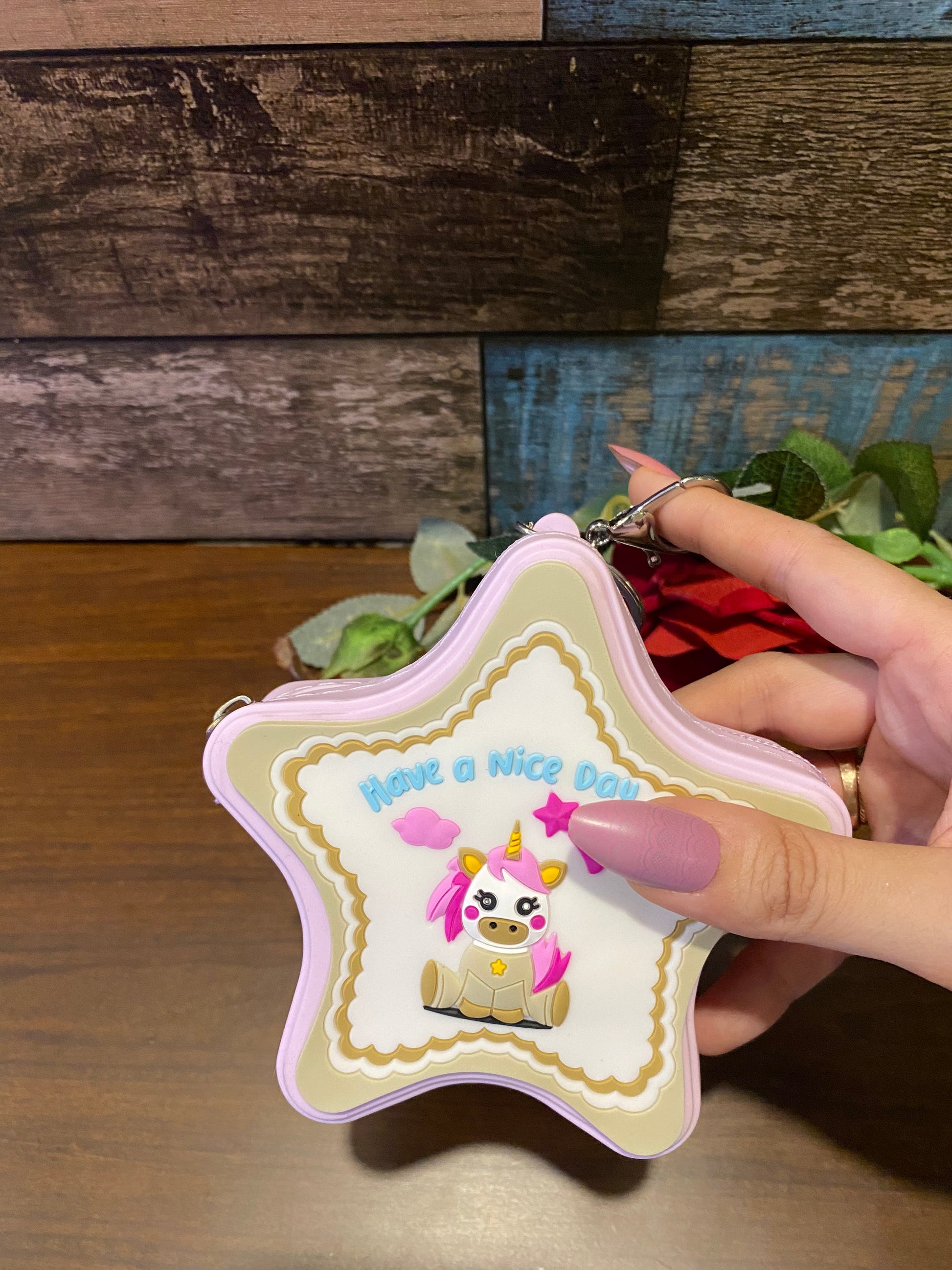 Unicorn Star Shaped Coin Pouch Keychain