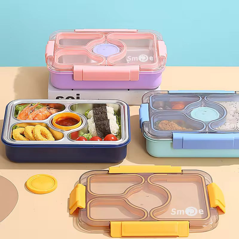 100% Leakproof and Spillproof Tiffin Box 4 Compartment - 950ml+80ml