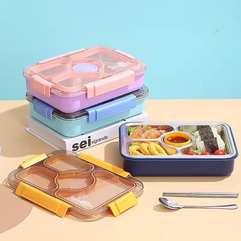 100% Leakproof and Spillproof Tiffin Box 4 Compartment - 950ml+80ml