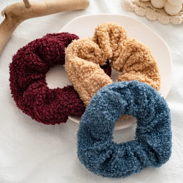 Teddy faux fur hair scrunchies