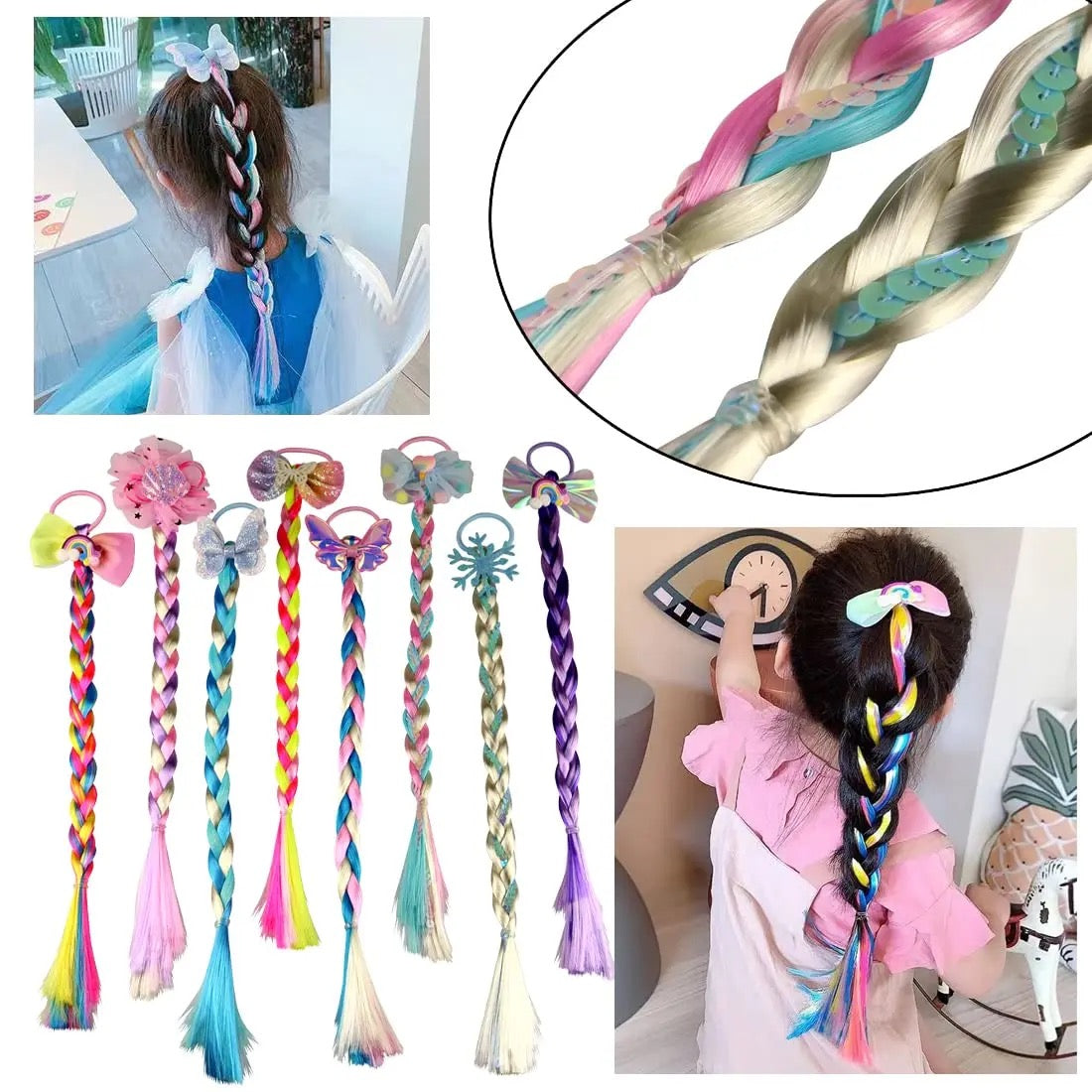 Girls Hair Braids Bow Tied Accessories