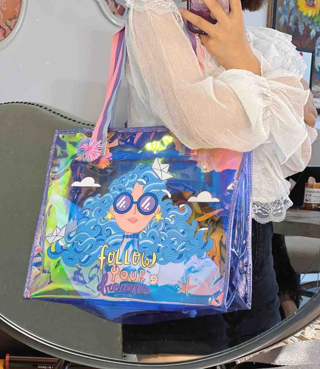 Transparent Holographic Tote Bag