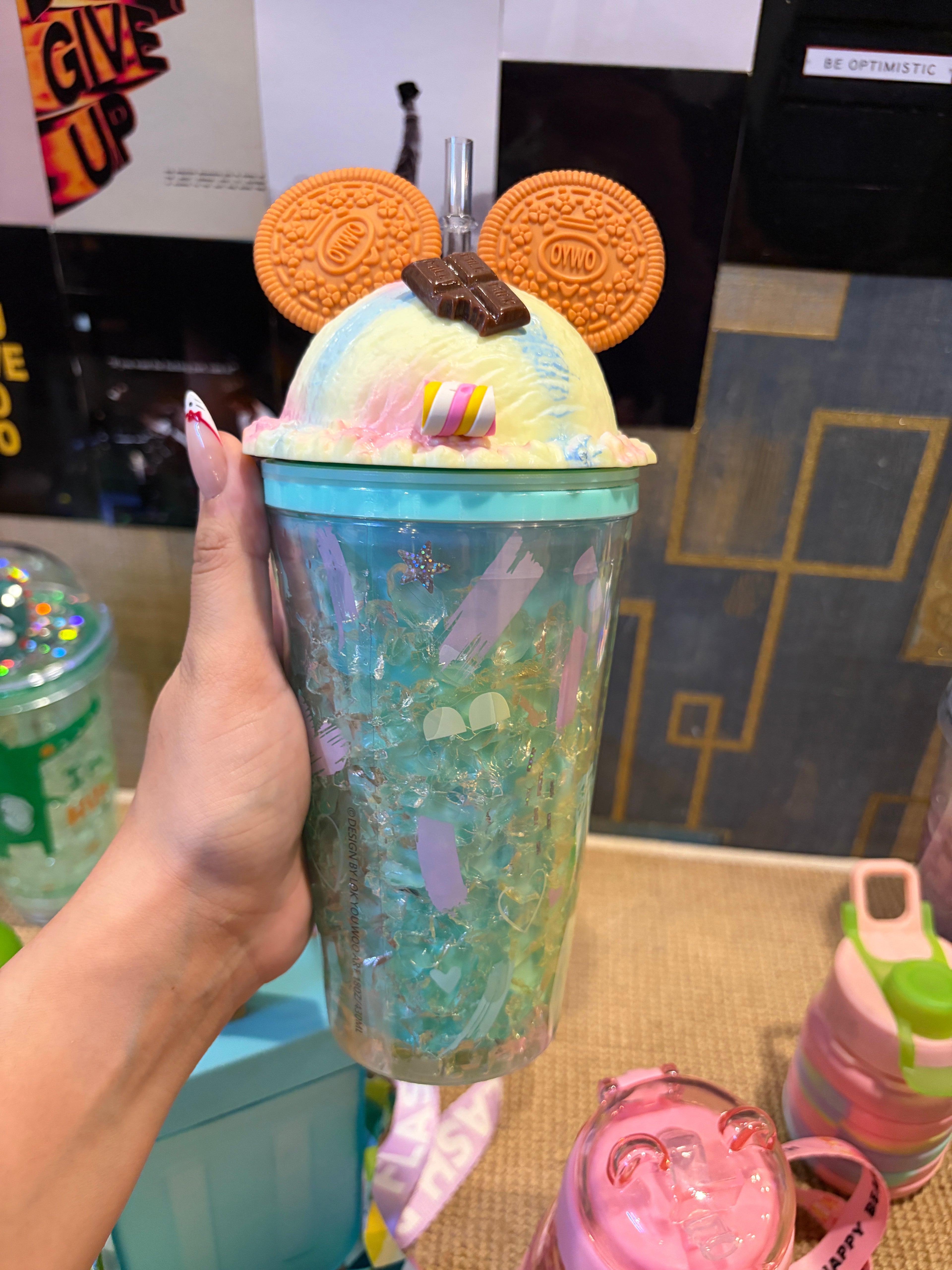 Kawaii Ice Cream Cookie Tumbler with Straw - 500ml