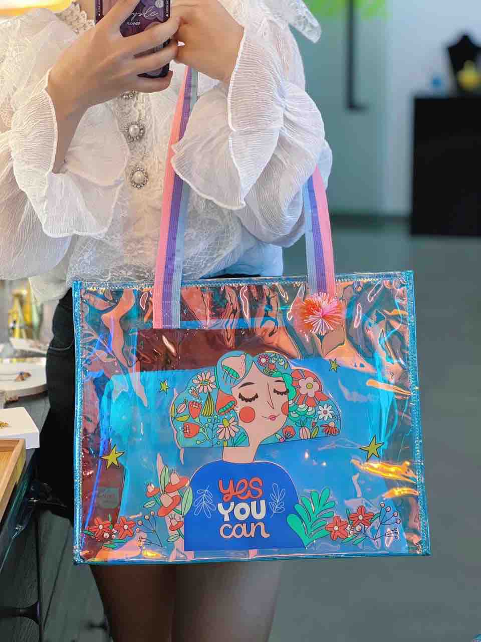 Transparent Holographic Tote Bag