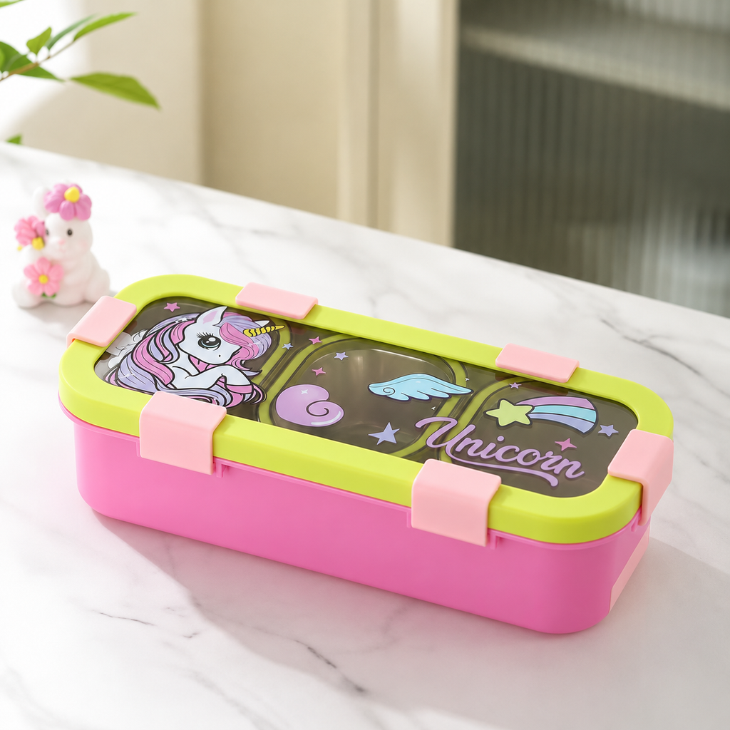 100% Leakproof and Spillproof 3 compartment Tiffin Box-600ml