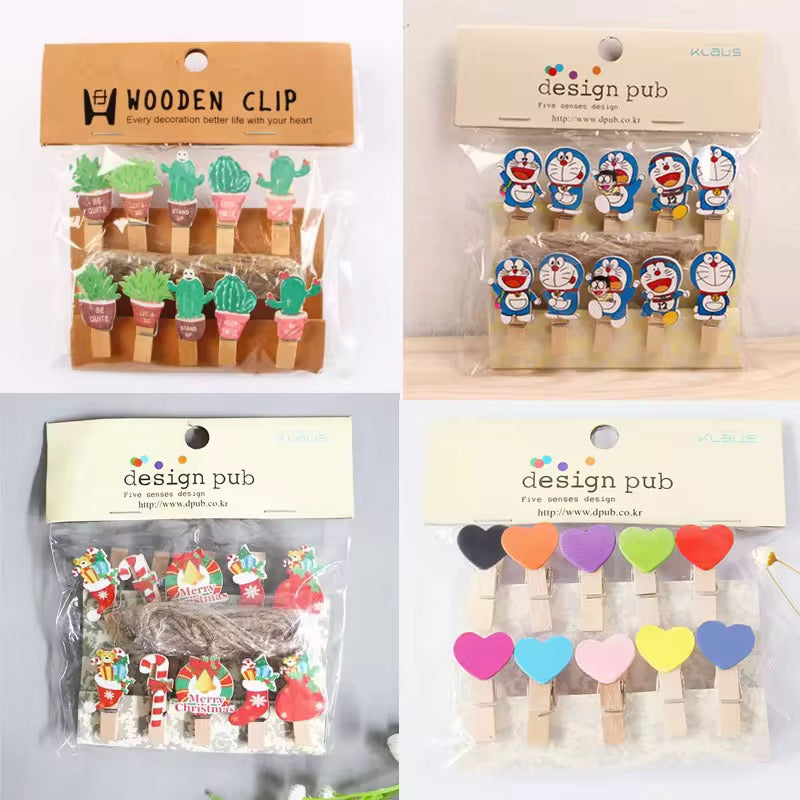Cute Decorative Wooden Mini Clips / Photo Pegs