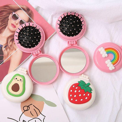 Portable Hair Brush And Mirror