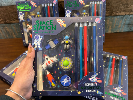 Space Station Pencil And Eraser Set