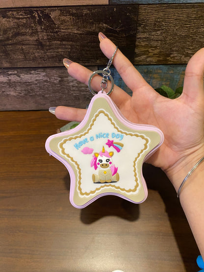 Unicorn Star Shaped Coin Pouch Keychain