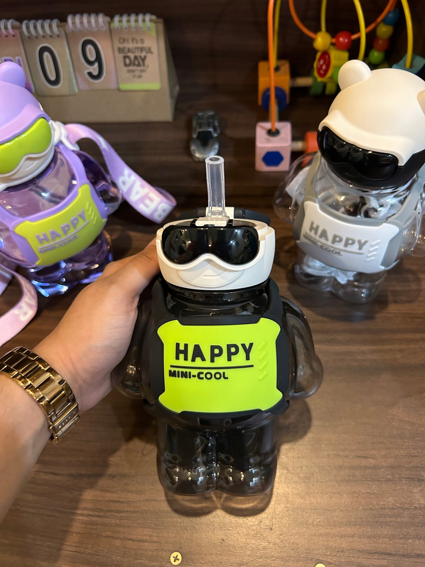 Happy Bear With Glasses Sipper